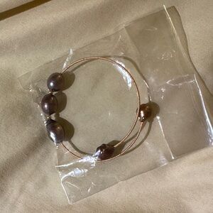 Freshwater Pearl Bangle Bracelet in Deep Bronze
